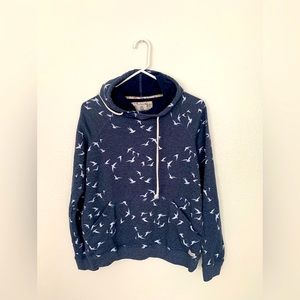 Blue hoody with white seagull print. Size medium.
